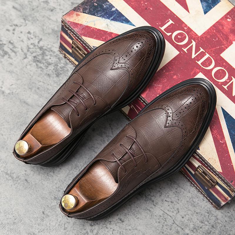 Модные корейские повседневные удобные кожаные туфли на шнуровке, классические черные мужские туфли с острым носком, деловые кожаные туфли