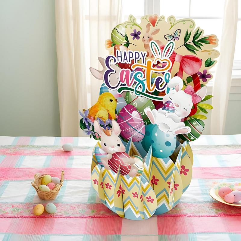 Всплывающие пасхальные открытки 3D Весенний праздник Благодарственная открытка Пасхальные яйца Кролик Поздравительная открытка с конвертом для детей Взрослых Дочери