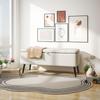 Linen Look 92 X 31cm Storage Ottoman Cream White