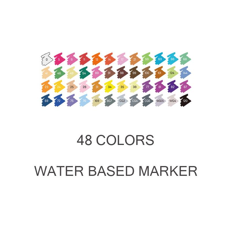 Double Head Soft Head Marker Water Based Marker Set Painting Marker Student Marker Pen 24/36/48/64 Colors Triangular Marker