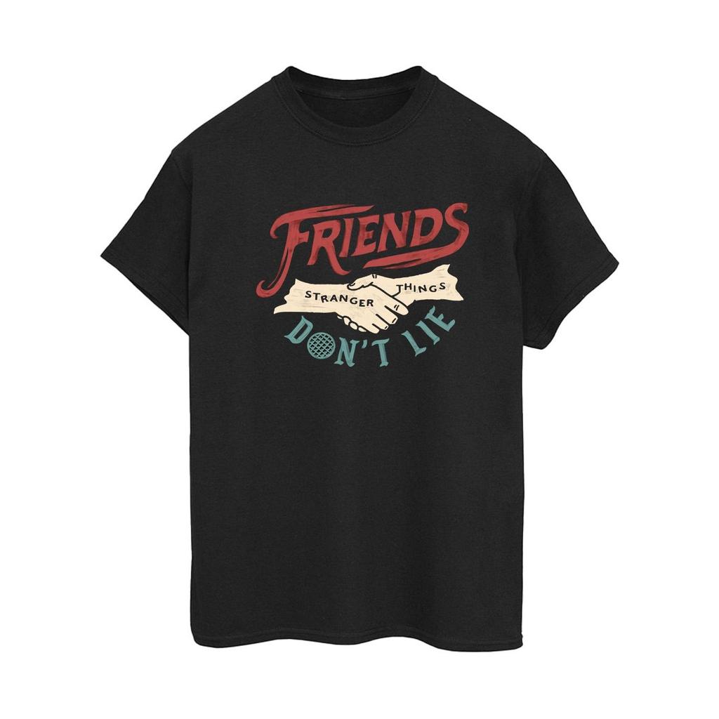 Netflix Womens/Ladies Stranger Things Friends Don´t Lie Hands Cotton Boyfriend T-Shirt