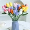 Hand-woven Crochet Bouquet Creative Finished Handmade Plant Knitted Tulips Flower  Home Decor