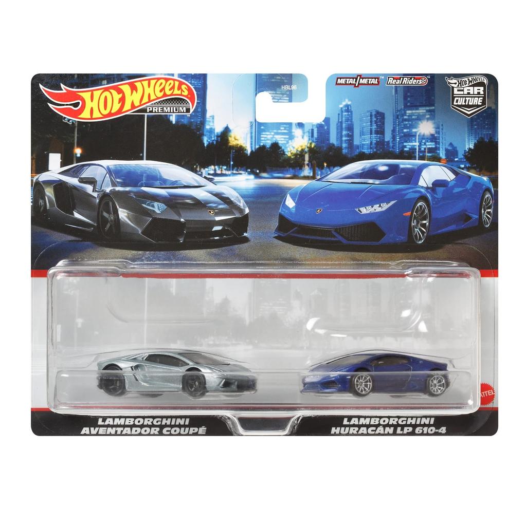 Hot Wheels Премиум Lamborghini Aventador Coupe Lamborghini Huracan LP HFF32 Набор из 2 шт. / 610-4 [Возраст 3+] Желтый/Синий 1/64