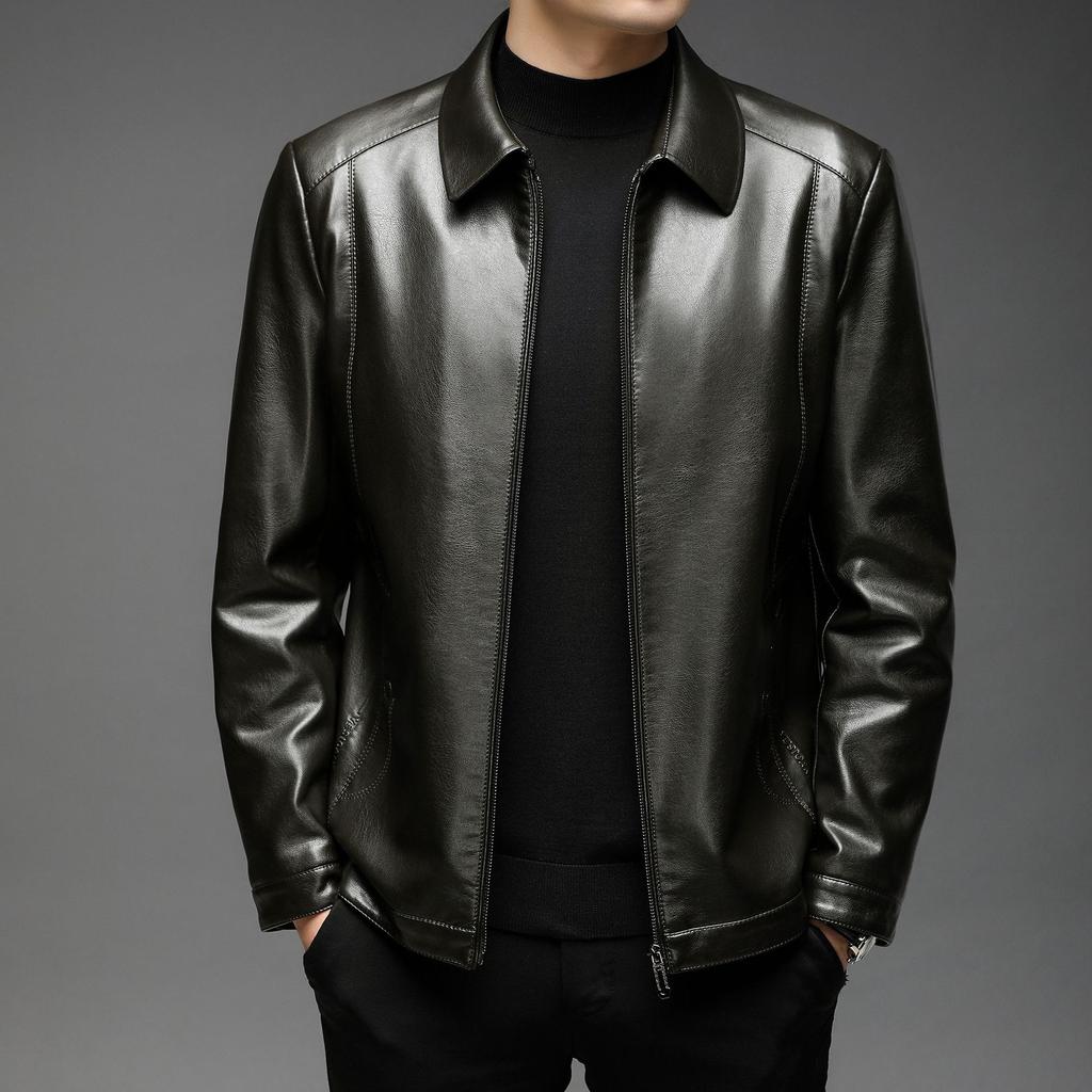 Мужская флисовая кожаная одежда, осенне-зимняя новая куртка большого размера, мужская повседневная кожаная мужская теплая куртка для папы