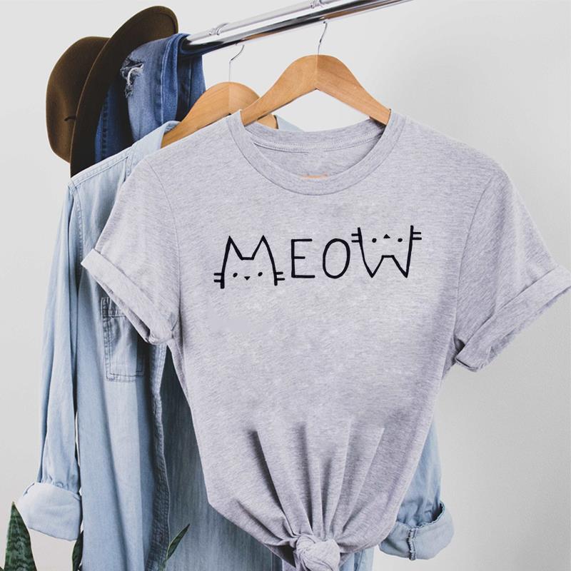 Cat Per Lovely 90s Sweet Trend Футболка Модная футболка Одежда Повседневная женская футболка с коротким рукавом с принтом Женская женская футболка с графикой