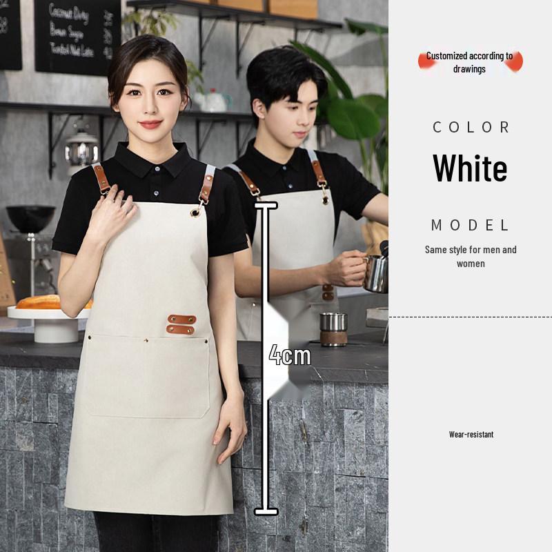 Waterproof Canvas Waist Apron with Logo Printing for Cafes and Restaurants