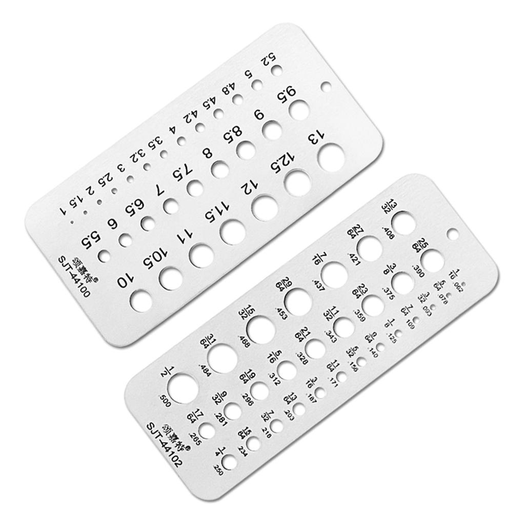 Metric/Inch Drill Bit Gauge Stainless Steel Fractional Drill Bit Size Gauge Measuring Tools 29 Holes Drill Bit Gauge