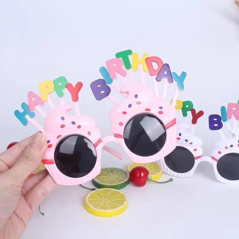 4 шт. новые смешные birthday glasses креативные детские счастливая вечеринка украшение для торта вставляемое украшение для birthday cake