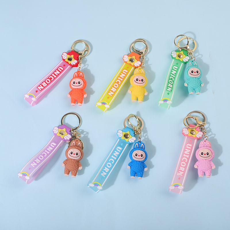 Adorable Cartoon Soft Pvc Sheep Keychain Colorful Cute Keyring Car Bag Ornament