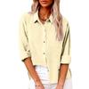 Women's Autumn Long Sleeve Button Solid Color Loose Shirt Casual Large Size Shirt