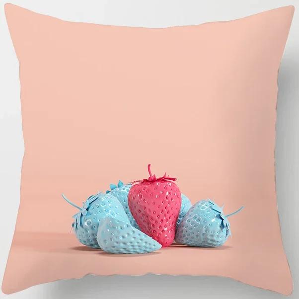 Peach Skin Pillowcase Home Decor  Candy Color Macaron Print Car Sofa Pillow Cushion Cover