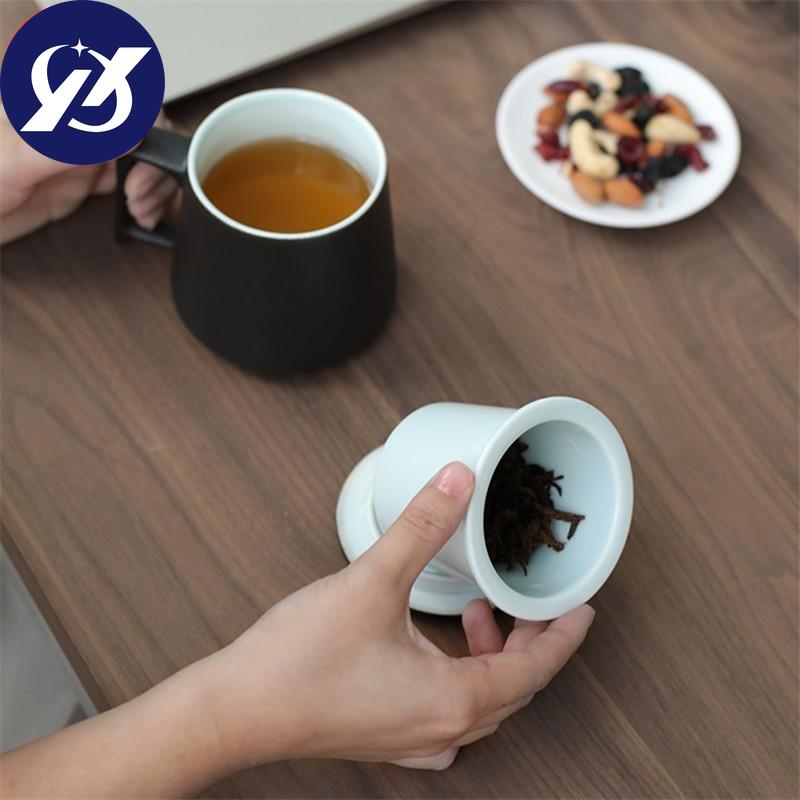 Керамическое ситечко для чая, кружка с крышкой и фильтром, креативная фарфоровая чашка для чая, офисная чашка для разделения воды, простая домашняя посуда для питья, подарок