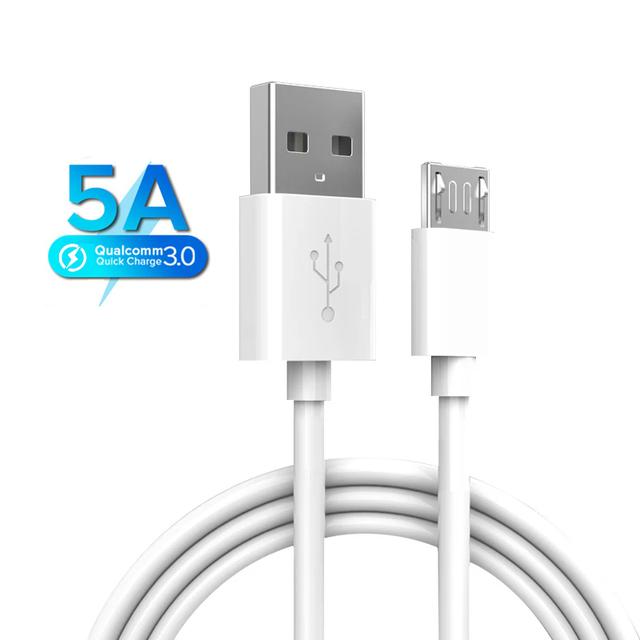 5A Кабель Micro USB для Samsung Huawei Xiaomi 1M/2M Кабель для быстрой зарядки данных Проводной шнур Белый жирный провод для Micro