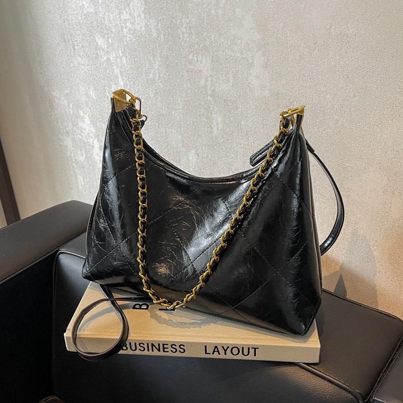 Нишевый дизайн текстурированная сумка-мессенджер для通勤 2025 осень и зима новая ретро бриллиантовая цепочка сумка-тоут