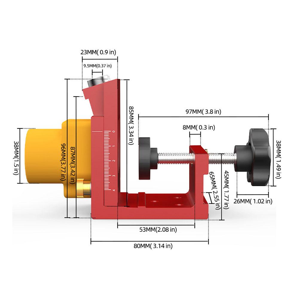 Woodworking Adjustable Slanted Hole Punching Locator Wooden Drilling Guide Fixture with Slag Discharge and Dust Suction Head