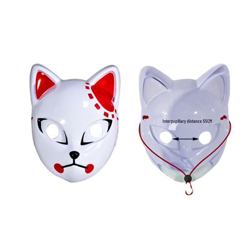 Halloween LED Luminous Demon Slayer Mask - Tanjiro & Sabito Cat Face Cosplay Mask