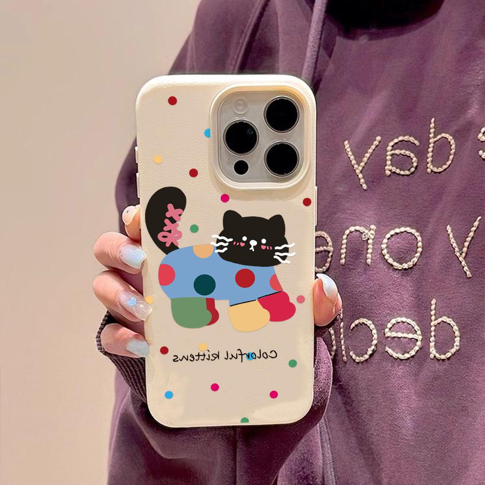 Skin-feel Phone Case for iPhone 11 13 16 Pro Max iPhone XR XS Max 14 15 Pro Max 12 13 Pro Max 16 Plus 13 Pro 14 Pro Cartoon Painted Macaron Colors