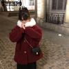 Autumn and Winter Coat Imitation Lamb Wool Thick Coat Red Korean Loose New Year Fur Collar Thick Christmas Coat