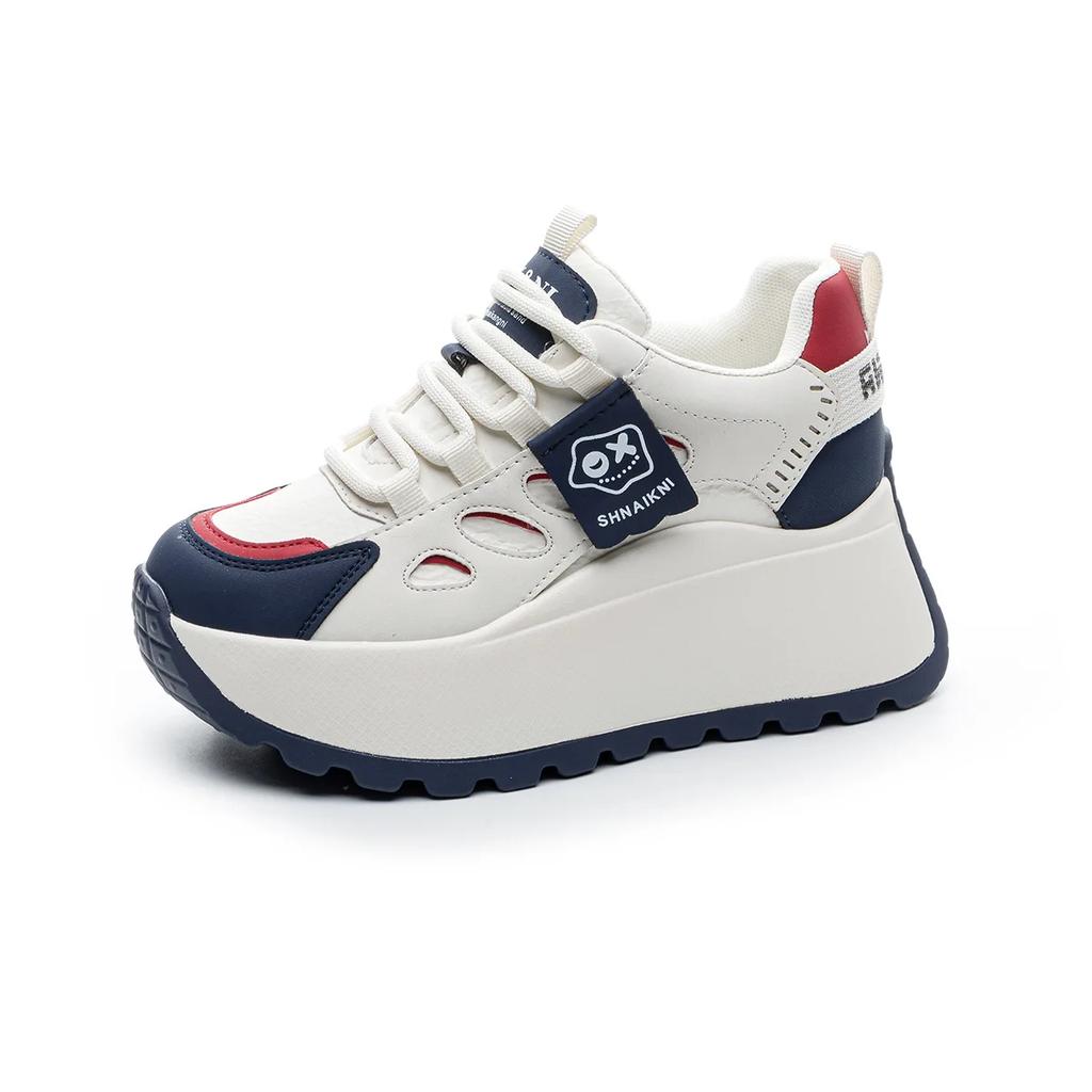 Кроссовки Fujin на танкетке 7,5 см из натуральной кожи для скейтбординга Pring Autumn из вулканизированной кожи на толстой подошве, ботинки-блоки