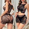 Fashion Sheer Fishnet Dress Woman Sexy Lingerie Hollow Out Transparent Bodysuit Secret Lace Underwear Porn Outfits Sexy Set
