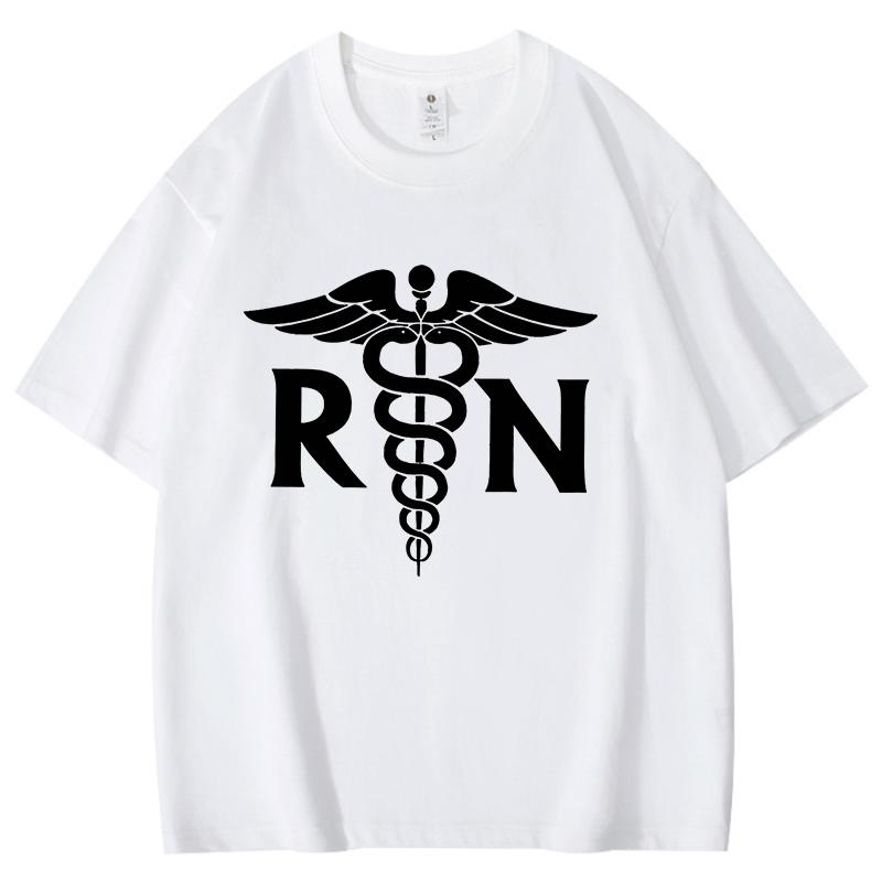New Hot Rn Caduceus Printed Tshirts Unisex Women Unisex Casual Loose Round Neck Creative Personalized Tshirts Summer Couples Top