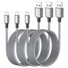 SUNGUY Micro USB Cable 2M [Set of 3] Micro Usb Cable Android Micro-B QC3.0/2.0 2.4A Fast Charging USB2.0 Data Transfer Heavy Duty Nylon Galaxy