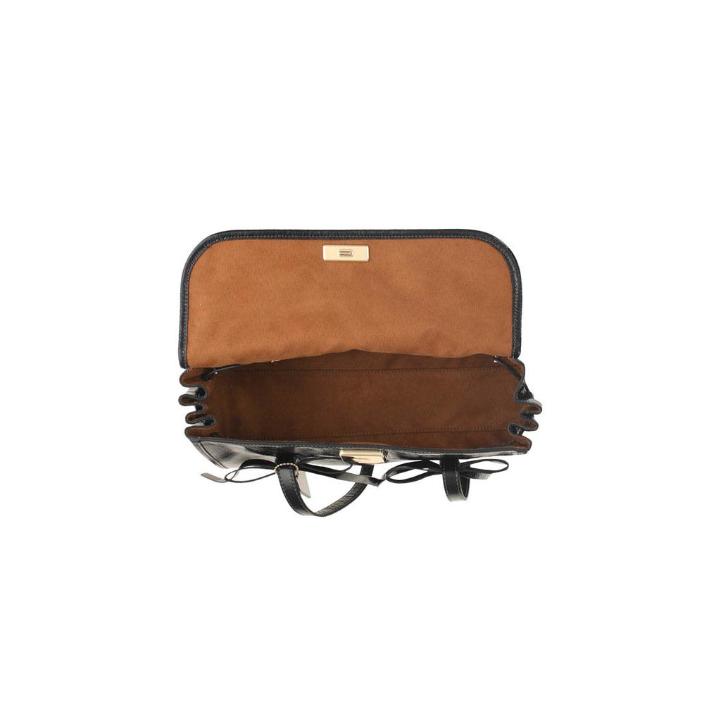 Coach Bridget 34 Bow Accent Solid Design Classic Gold Logo Smooth Pebble Leather Shoulder Bag Women shoulder bag Black CDY94-IMBLK