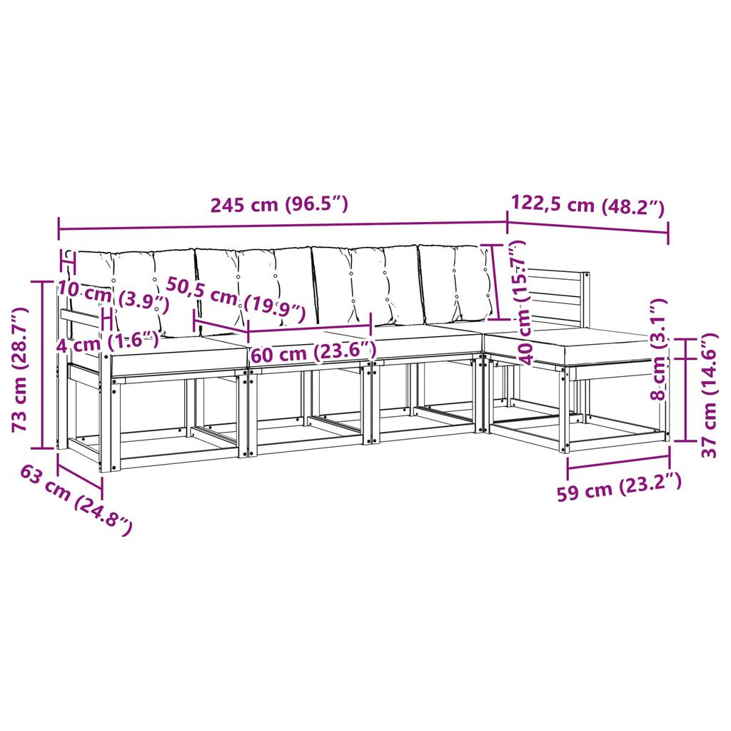 Outdoor Sofa Set with Cushions 5 pcs Natural and Light Grey