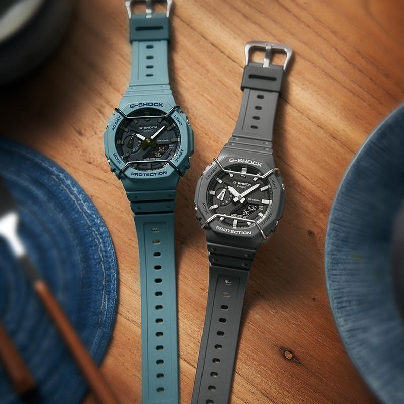Casio Мужские часы Casio G-SHOCK Серия 48 мм с двойным дисплеем (жидкокристаллический/аналоговый) Серые GA-2100PTS-8APR