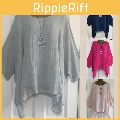 Стильная женская блузка-кафтан большого размера свободного кроя с рукавами 3/4 для летних прогулок