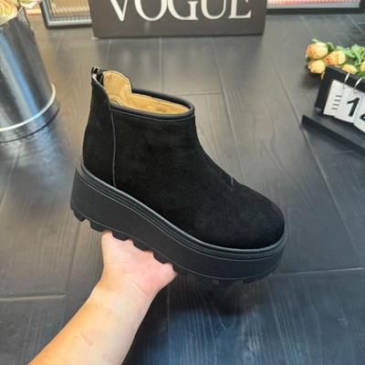 Темпераментные короткие ботинки на толстой подошве, высококлассные зимние ботинки, новые модные универсальные бархатные утолщенные повседневные универсальные