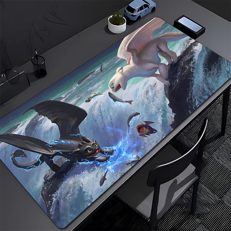 Custom Play Mat Game Mousepad Computer Black Dragon Mouse Pad PC Non-Slip Natural Rubber Carpet T-toothless Desktop Keyboard Pad