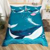 Blue Sea Whale Duvet Cover King Full Cartoon Ocean Animal Kids Bedding Set Coastal Beach Comforter Cover Ocean Waves Quilt Cover