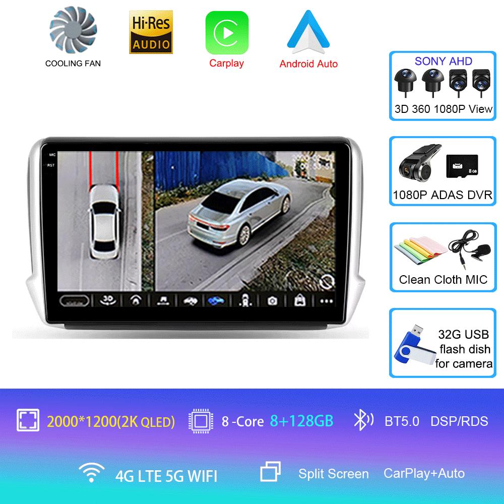 Car Radio Android 14 Carplay For Peugeot 2008 208 Multimedia System 2012 - 2018 Navigation GPS Multimedia Player WiFi+4G stereo