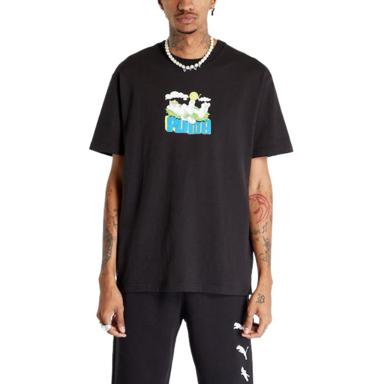 Puma X Ripndip Collection SS23 Свободная футболка с круглым вырезом и графическим принтом в виде кота, мужские топы, черные 622196-01