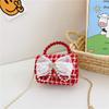 Adorable Girl's Bowknot Coin Purse Charming Pearl Handbag Trendy Chain Shoulder Bag