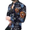 Привлекательная мужская рубашка тонкой работы, полиэстер, длинный рукав, цветочный узор, мужская рубашка-топ на каждый день