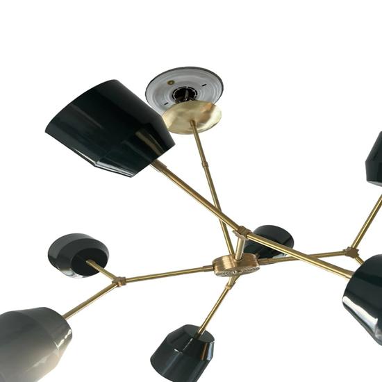 Mid Century 8-Light Black Italian Stilnovo Chandelier Adjustable Orbs Sputnik Style Modern Ceiling Light Fixture
