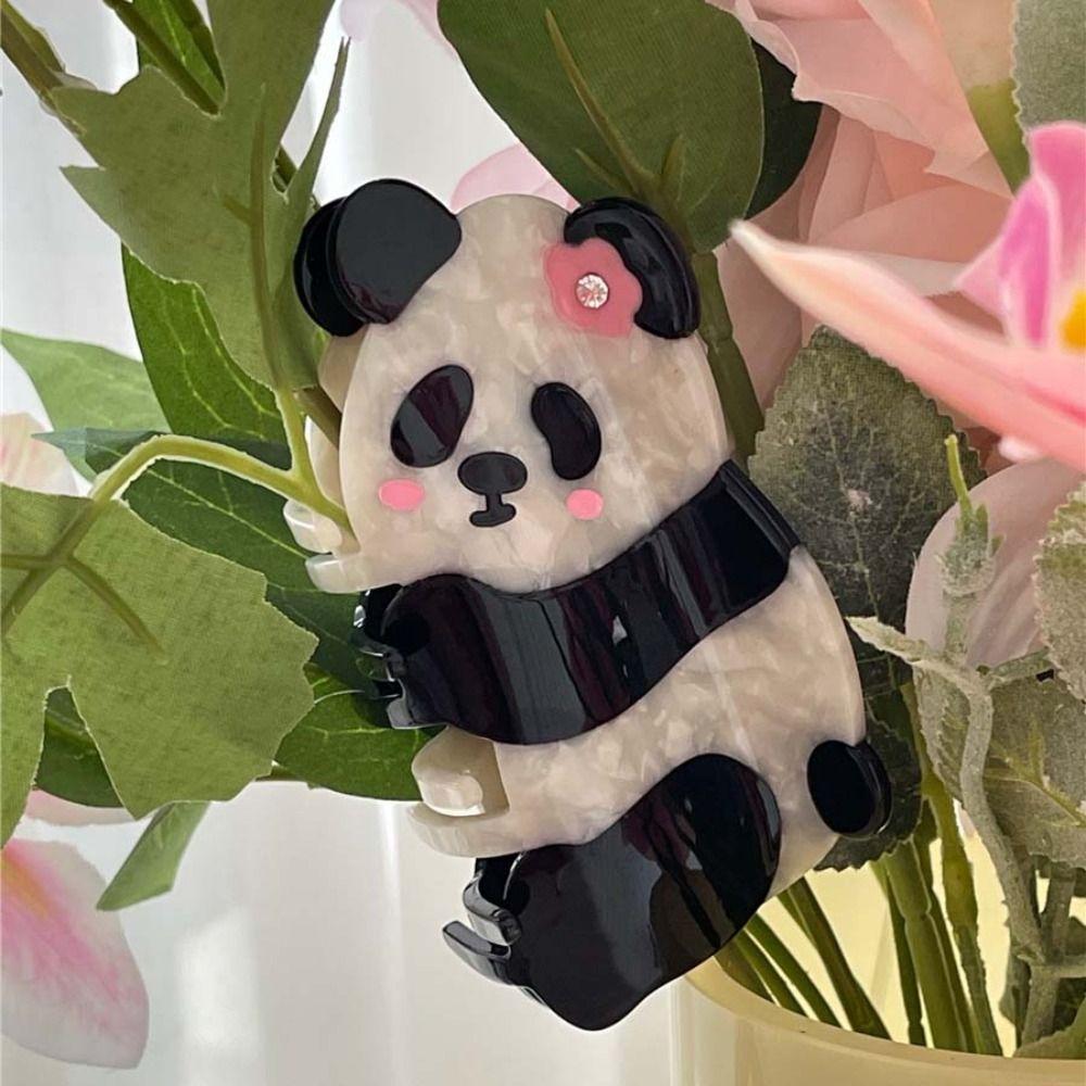Mid Size Panda Hair Claw Cartoon Acetate Hair Clip Cute Animal Shark Clip  Daily