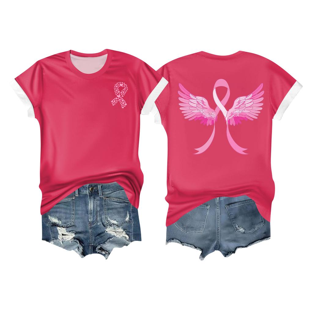 Женская повседневная футболка с коротким рукавом с принтом ленты на груди