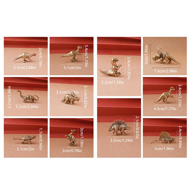 11 Kinds, Brass Dinosaur Model Decoration Jurassic Tyrannosaurus Triceratops Ankylosaurus Modeling Metal Crafts Decoration