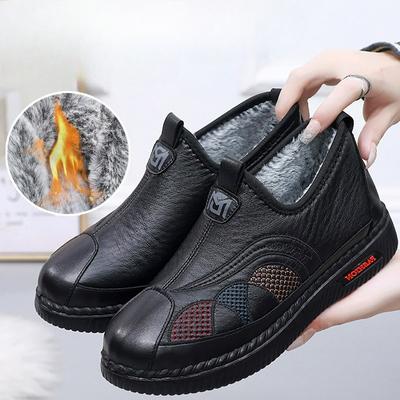 Зимняя обувь, Обувь для мамы, Хлопковая обувь, Плюс бархат, Зимняя кожаная обувь, Осень и зима Нескользящее тепло, Женская
