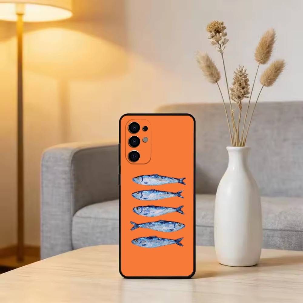 S-Sardines F-Fish Art Phone Case For Samsung S25,S24,S21,S22,S23,S30,Ultra,S20,Plus,Fe,Lite,Note,10,Black Cover