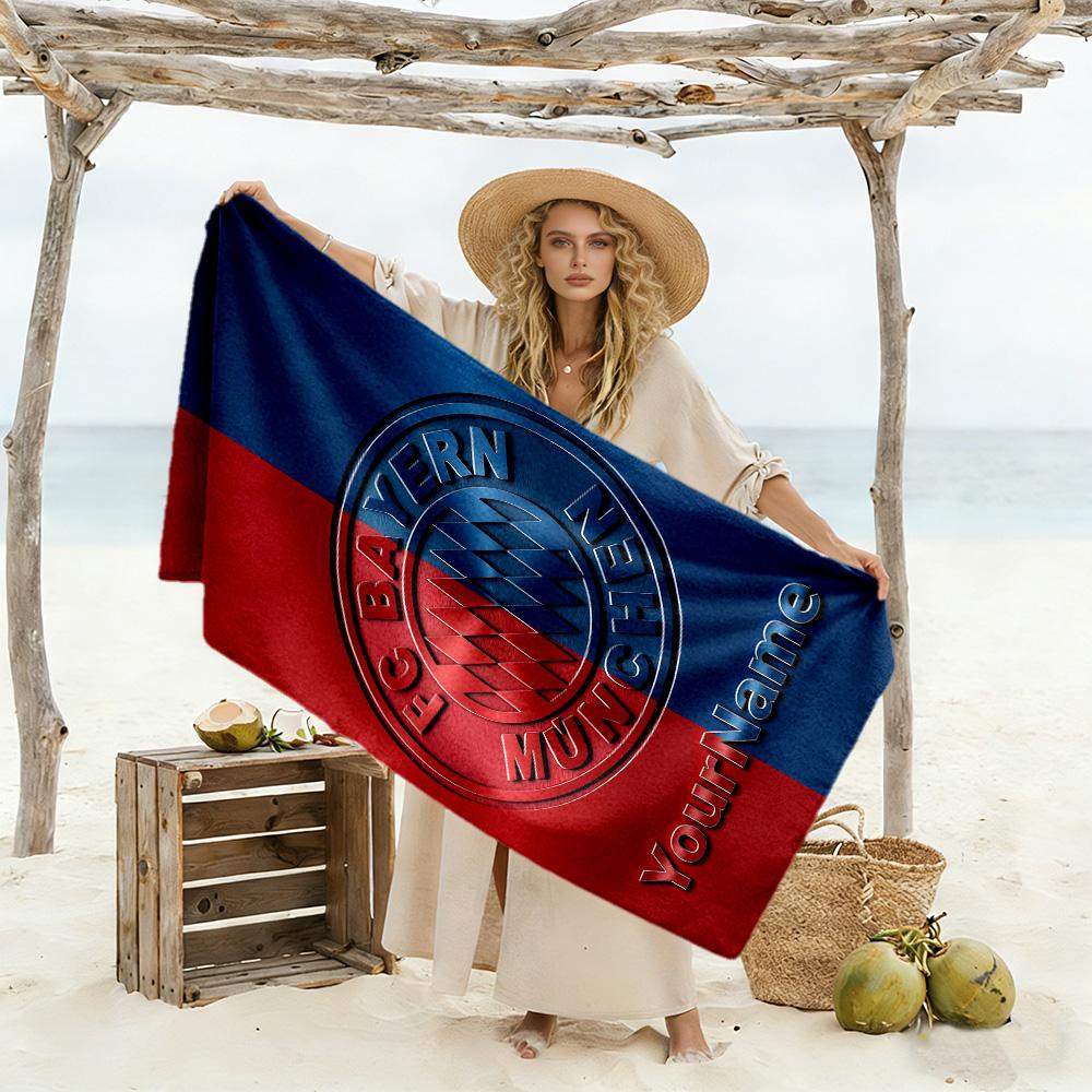 Bayern Munich Personalized Name Beach Towel Quick-Dry Soft Microfiber Suitable for Sports Travel Swimming Yoga Bathroom Beach And Pool