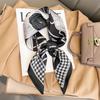 Luxury Brand Silk Square Plaid Scarf Women Satin Neck Hair Tie Band Soft Work Neckerchife  NEW Hijab Head Female Foulard