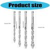 4Pcs 6/8/10/12mm Precisions Four Edges Eccentric Drill Bit Set for Drilling Concrete Brick and Wood with 1/4" Hex Shank