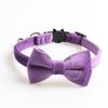 Velvet Cat Collar Bowknot Adjustable Safety Buckle Gatos Bow Tie Cat Accessories Collar for Cats with Bell Solid Color