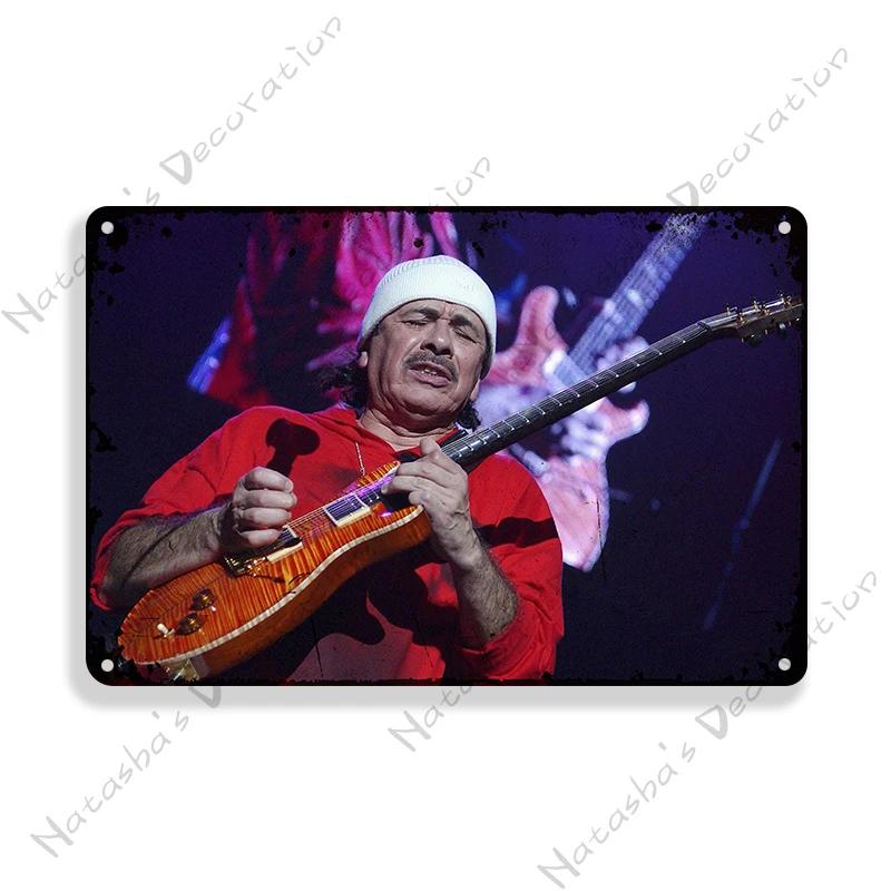 Santana Винтажный Постер Музыка Металлическая Жестяная Табличка Рок-Группа Металлическая Табличка Декоративная Табличка Бар Паб Гараж Металлическая Пластина Ретро Металлическая Табличка