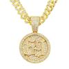 Digital Round Card Full Diamond Three-dimensional Pendant Cuban Chain, Eu and US Personality Trend Necklace, Nightclub Street Dance Collarbone Chain