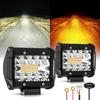 Auxbeam White Amber Strobe Lights 4" 120W LED Pod Light Bar 6 Modes Dual